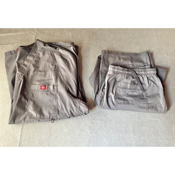 Dickies Mens Gray Scrub Pants & Shirt Size 2XL Cotton Blend Durable Medical - Picture 1 of 16